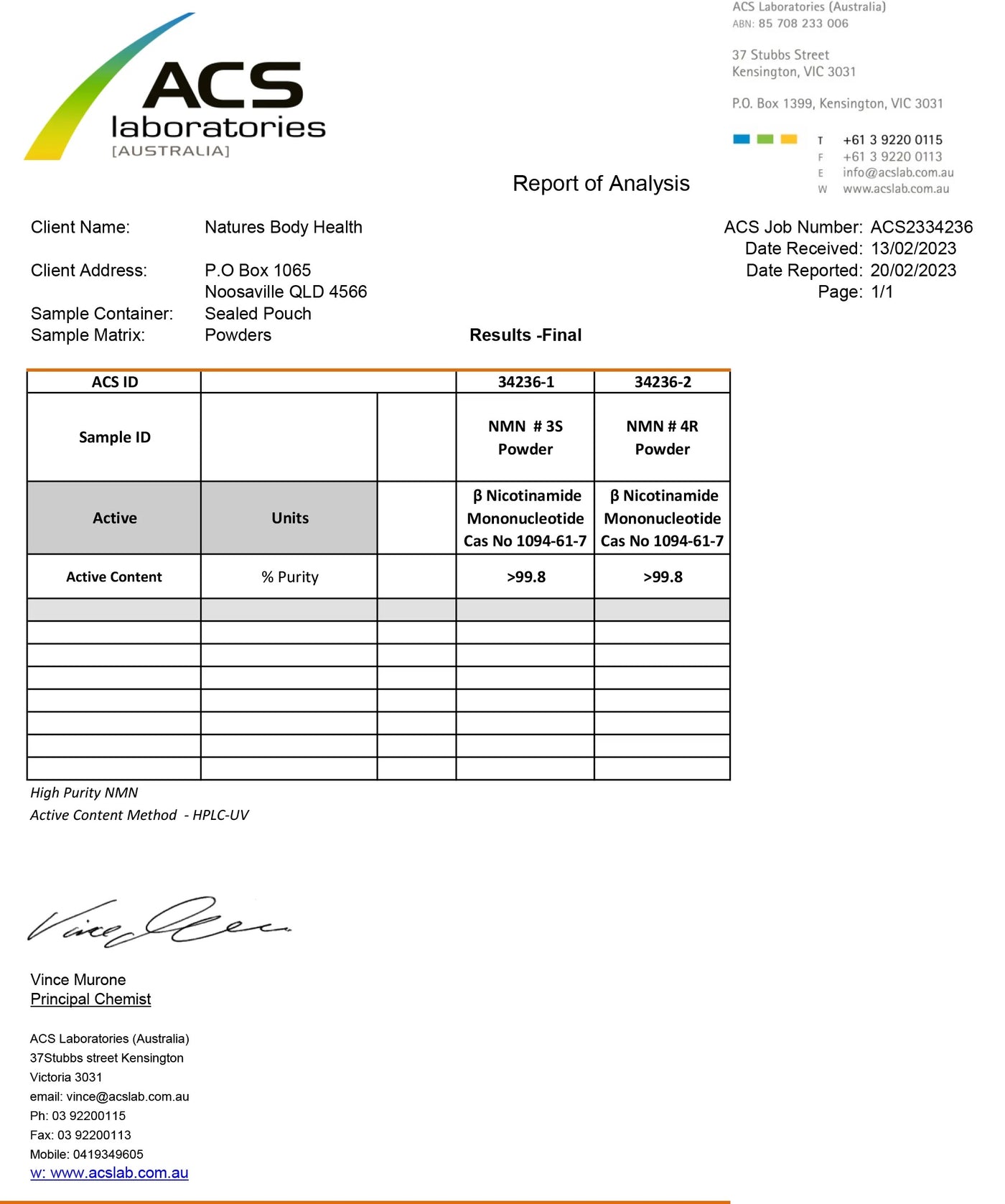 NMN 100% Pure & Stabilised